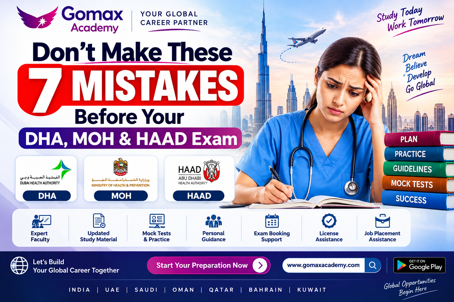 Avoid These 7 Common Mistakes Before Your DHA, MOH & HAAD Exam